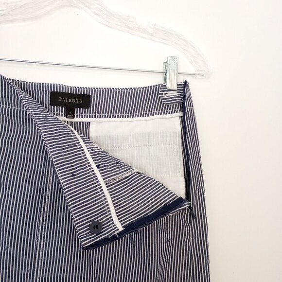 Talbots Navy & White Nautical Seersucker Striped Skirt - Picture 3 of 7